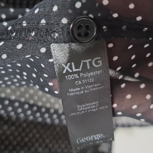 GEORGE long sleeve sheer black polka dot longsleeves blouse button down XL - Picture 7 of 8
